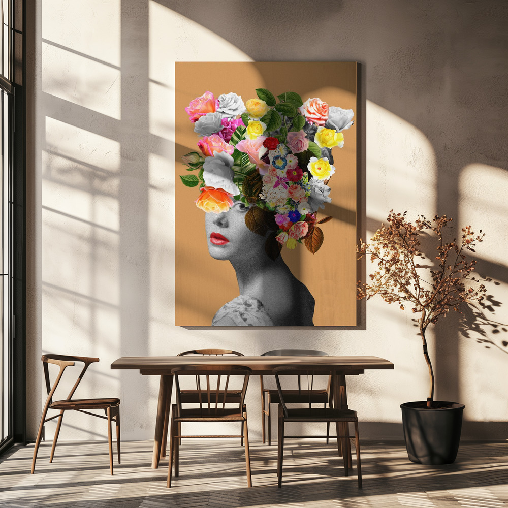 Lærred - Floral portrait over spisebordet