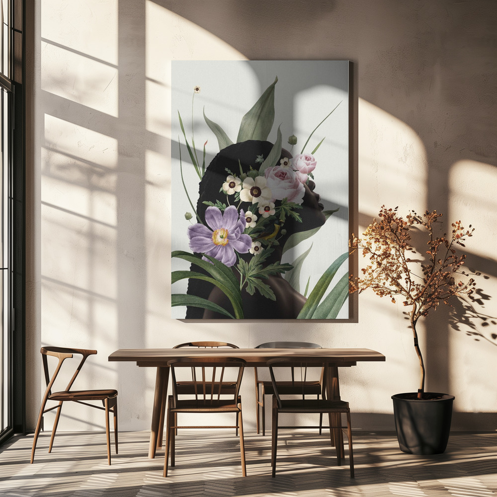 Canvas print - Purple flower over dining table