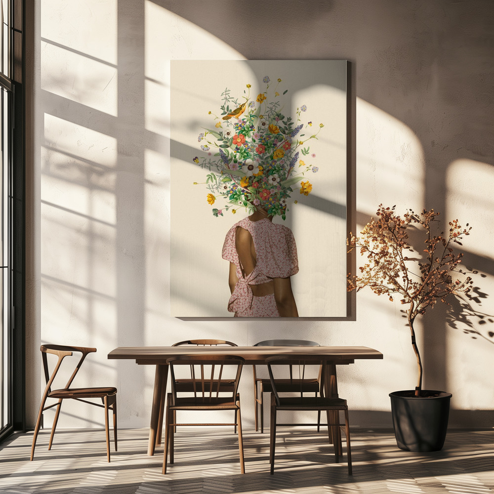 Canvas print - Wildflower bouquet over dining table