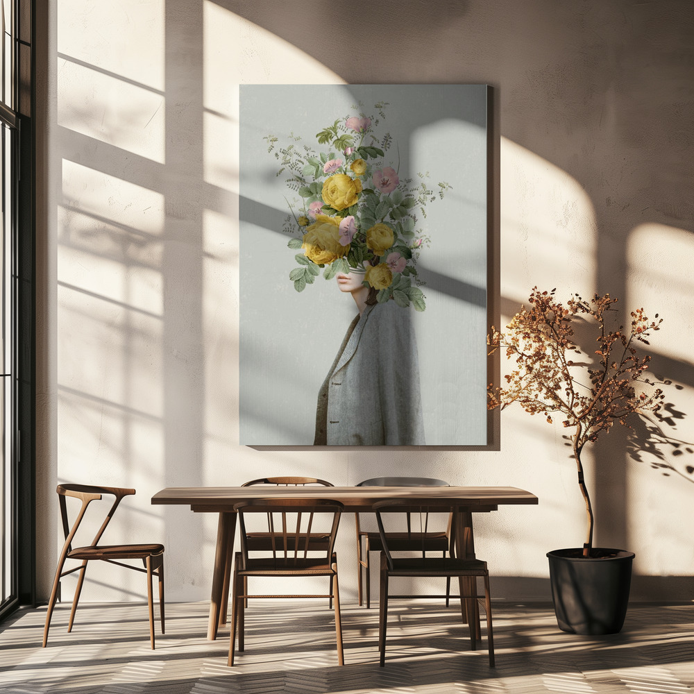 Canvas print - Yellow bouquet over dining table
