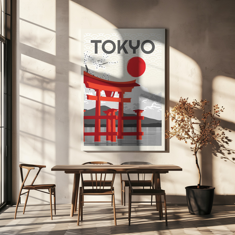 Canvas taulu - Tokyo Sun ruokapöydän yli