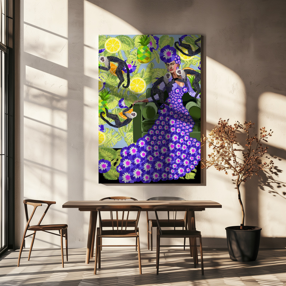Canvas print - Frida in the Garden over dining table