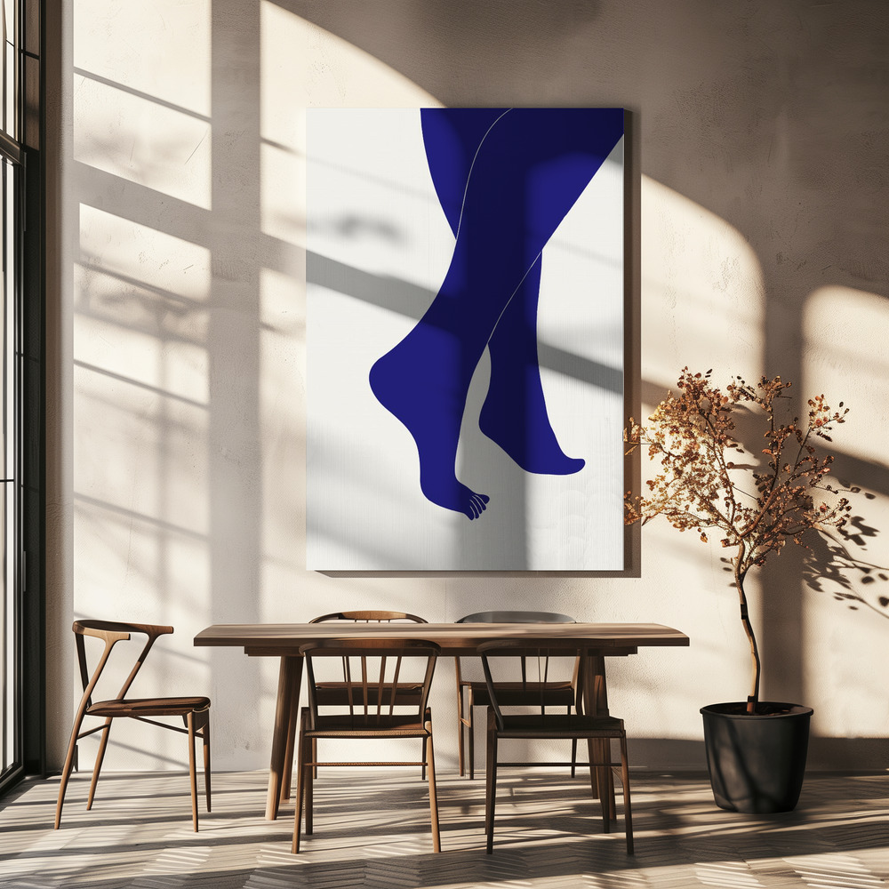 Lienzo - Tip Toe Blue sobre la mesa del comedor