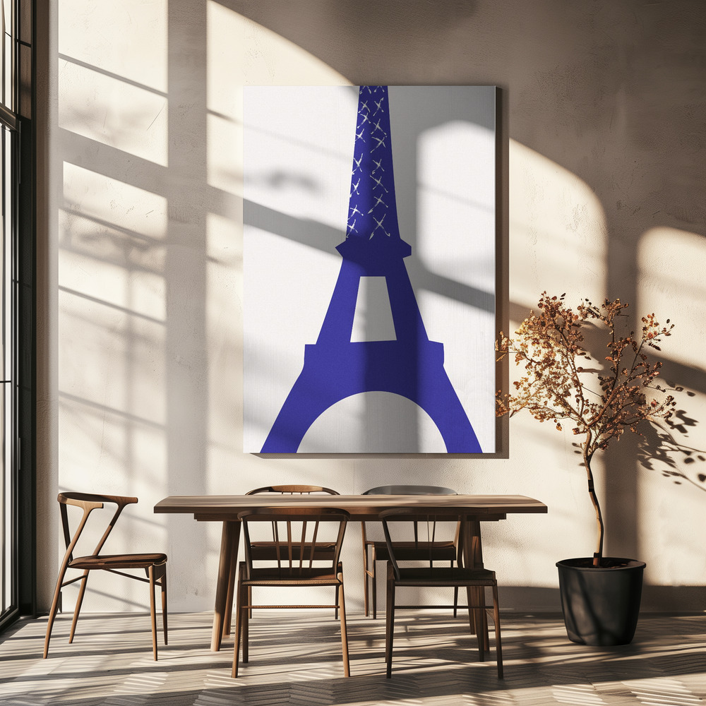 Lienzo - Eiffel Bleu sobre la mesa del comedor