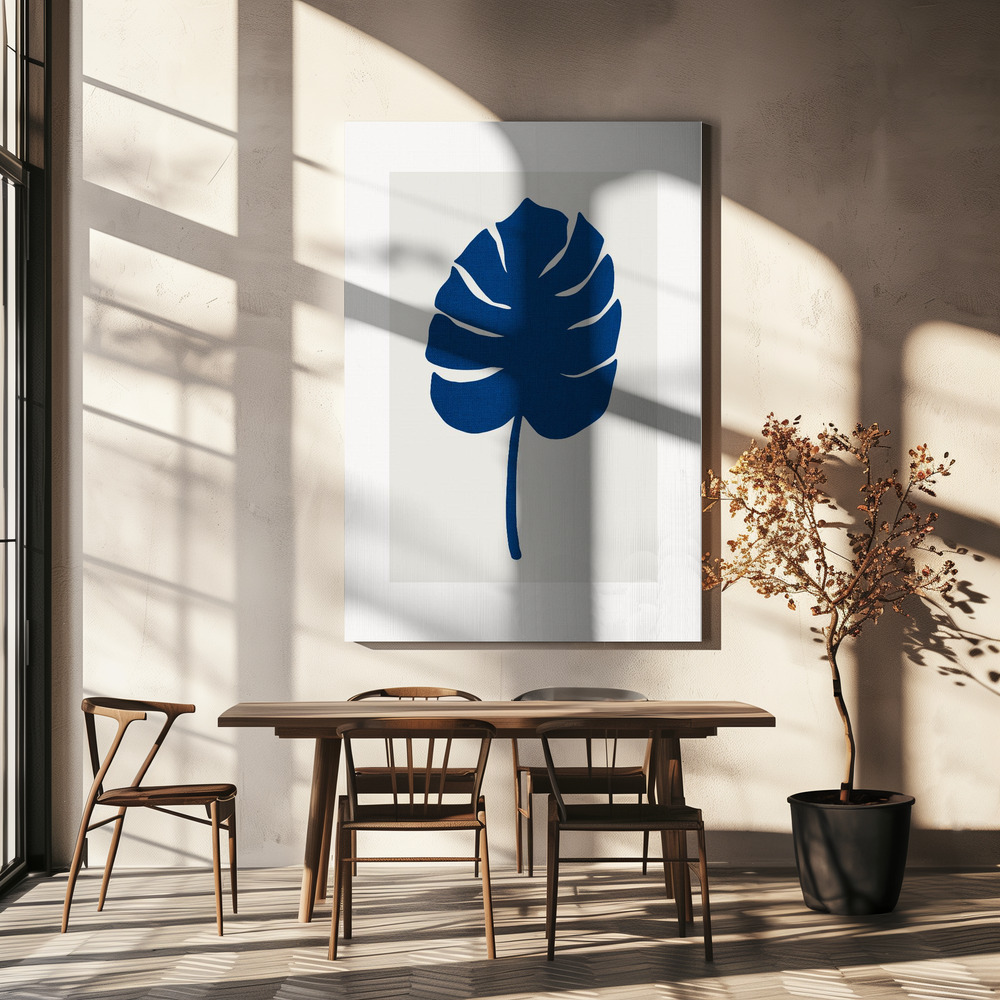 Stampe su tela - Leaf Blue sopra il tavolo da pranzo