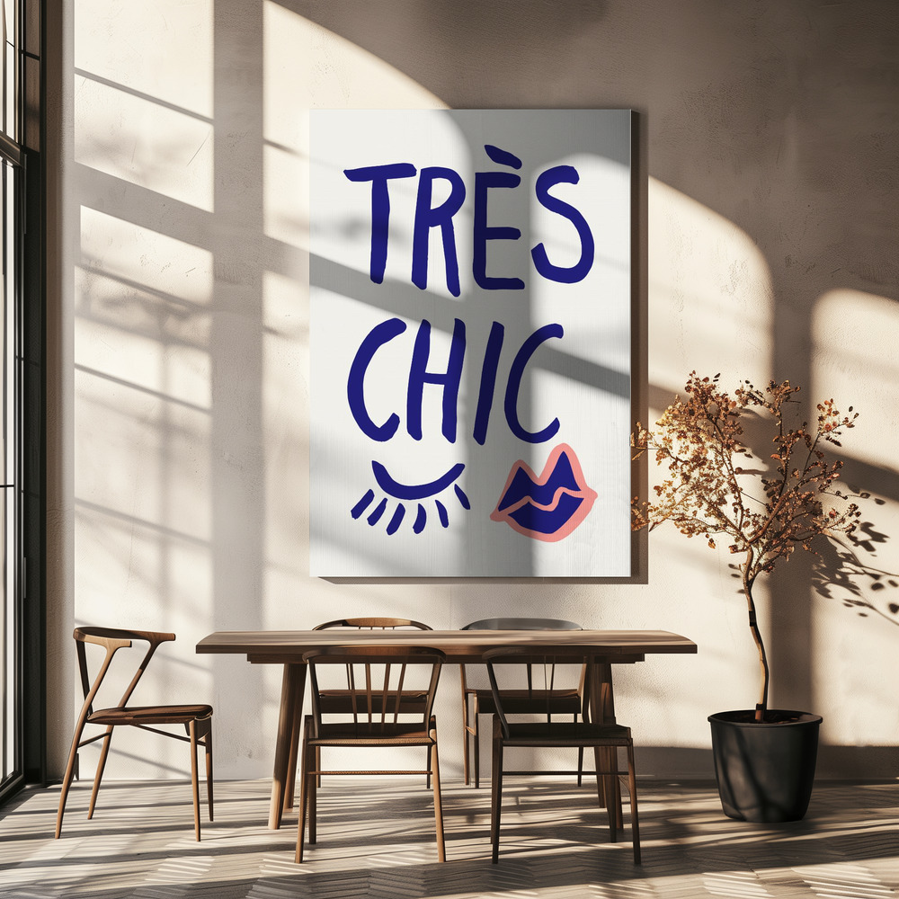 Lienzo - Tres Chic Blue sobre la mesa del comedor