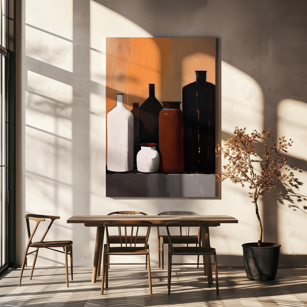 Canvas print - Still Life With Big Bottles over dining table