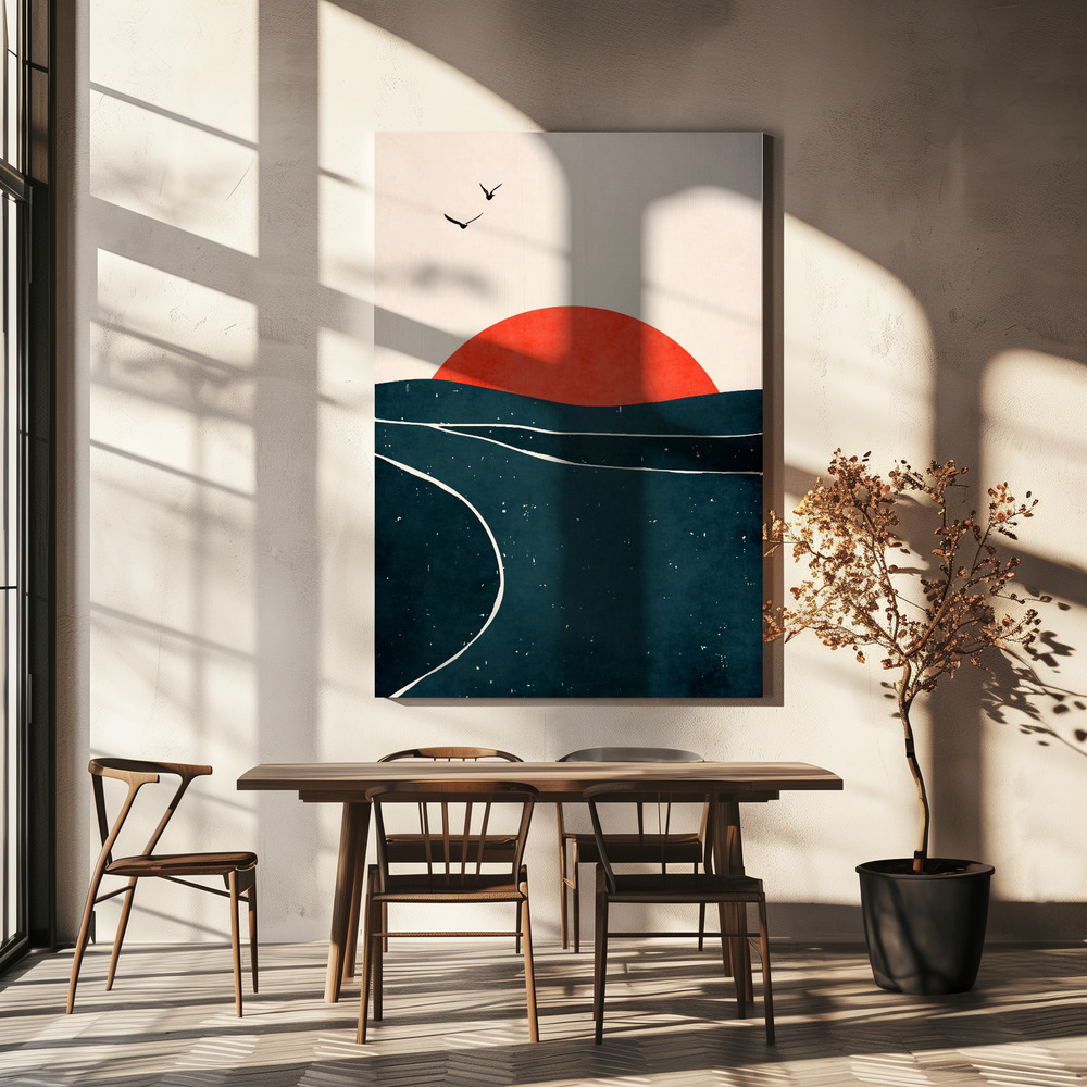 Canvas print - Dancing Seagulls over dining table