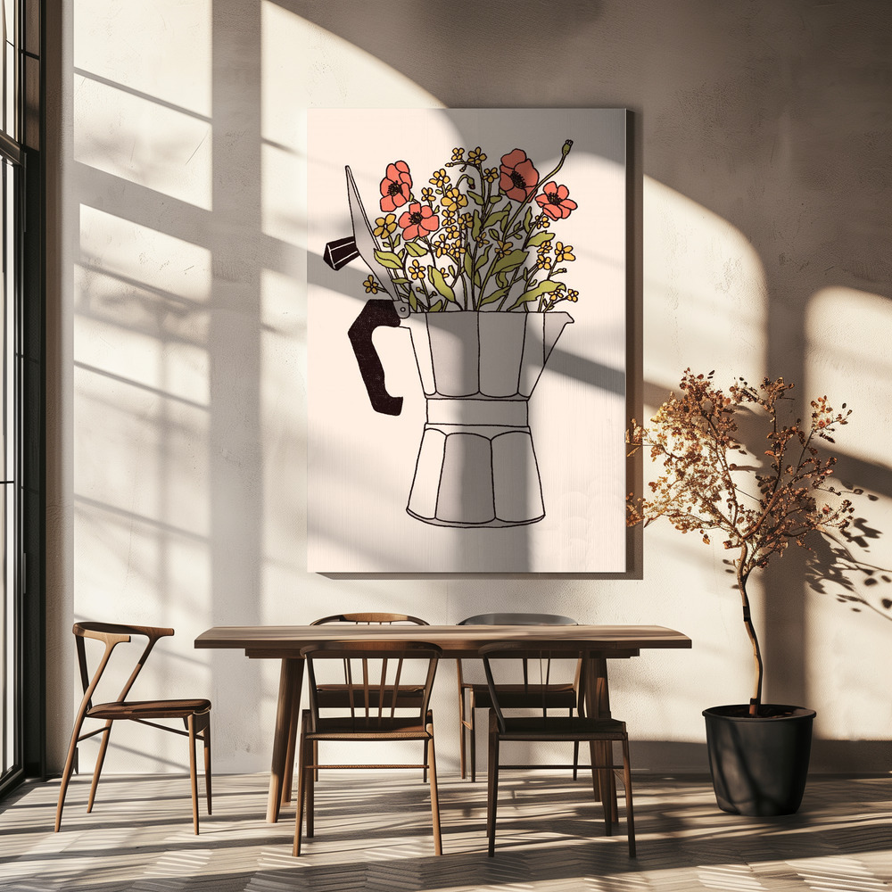 Obraz na płótnie - Moka Flowers nad stołem jadalnym