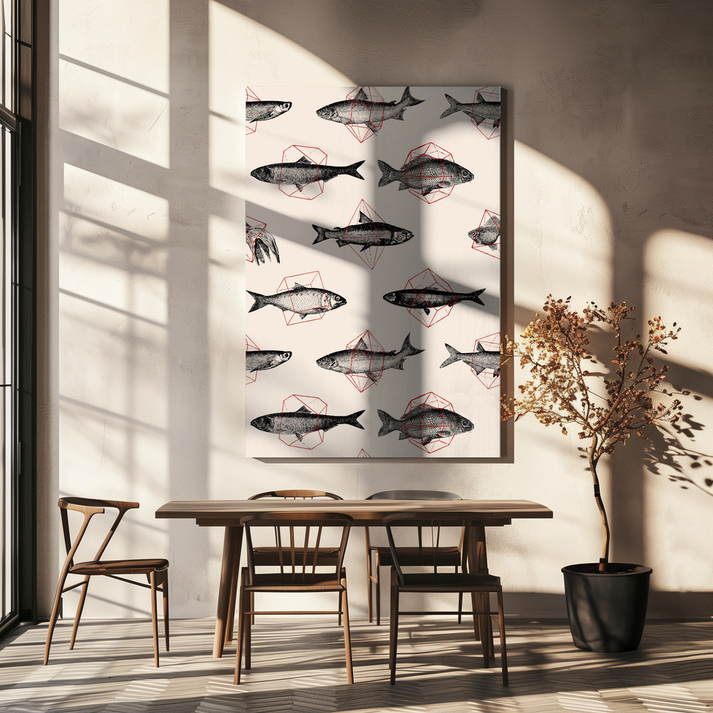 Canvas print - Fishes In Geometrics Nº4 over dining table