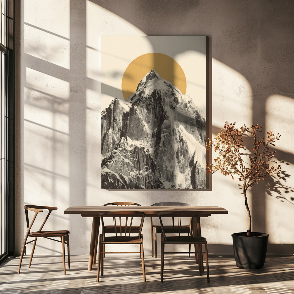 Lienzo - Mountainscape sobre la mesa del comedor