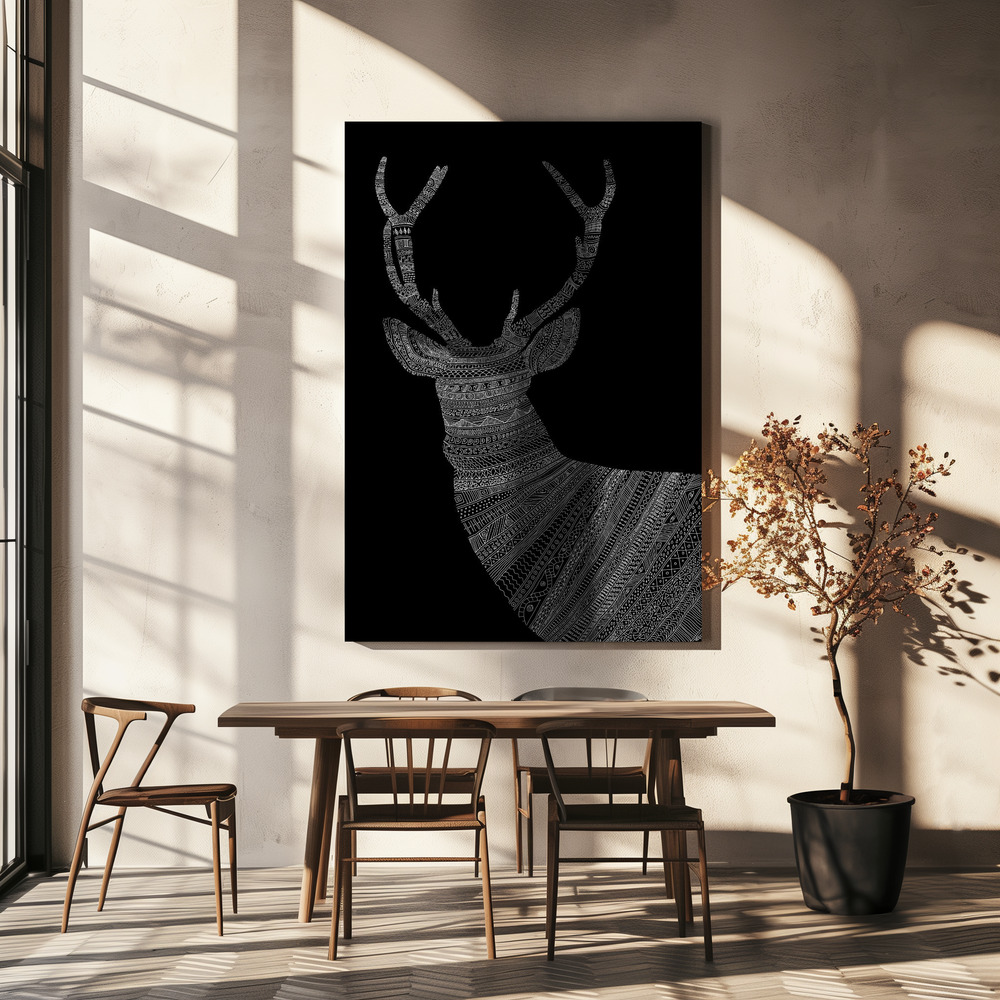 Canvastavla Stag Black - Tavla över matbord