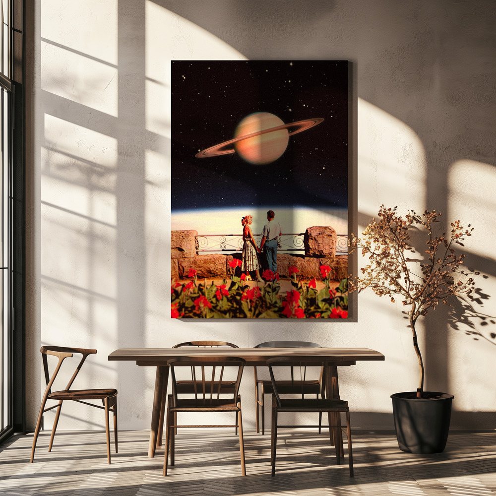 Canvas schilderi - Lovers In Space boven eettafel