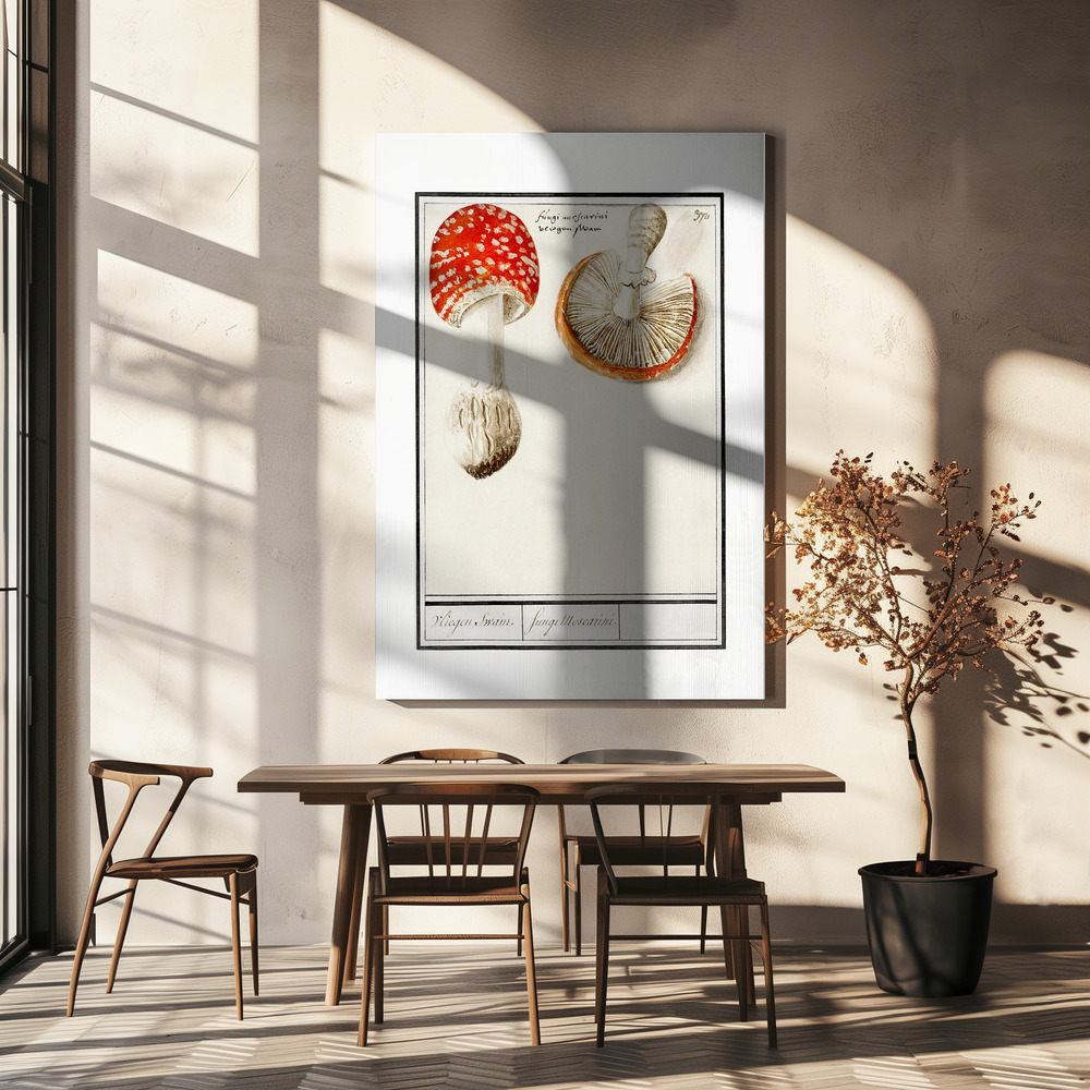 Canvas print - Fly Agaric, Amanita Muscaria over dining table