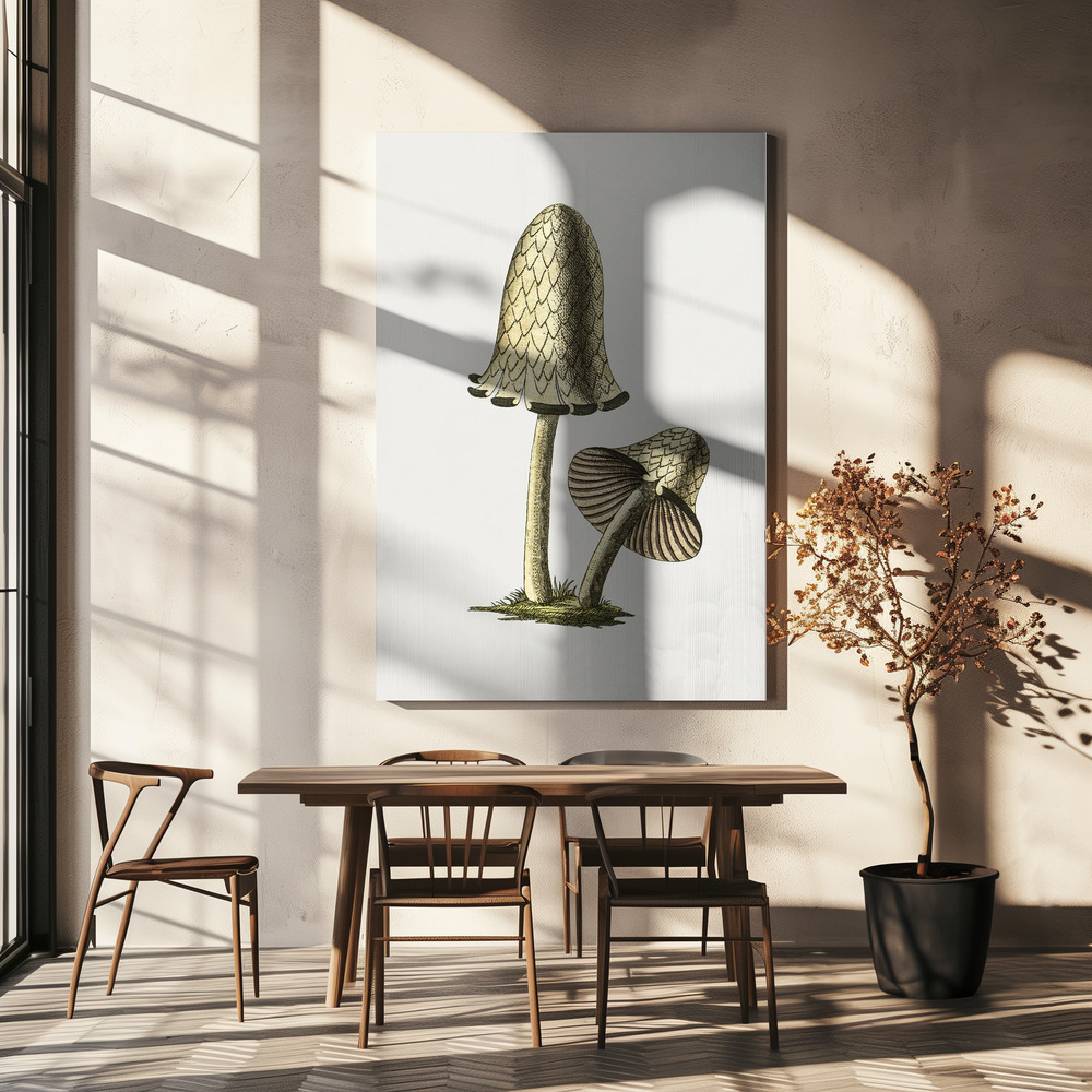 Canvas print - Vintage Inky Cap Edible Mushroom over dining table