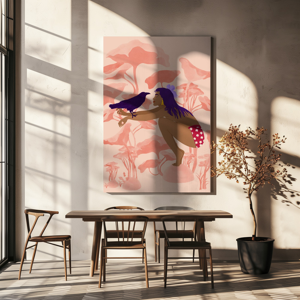 Canvas print - Raven over dining table