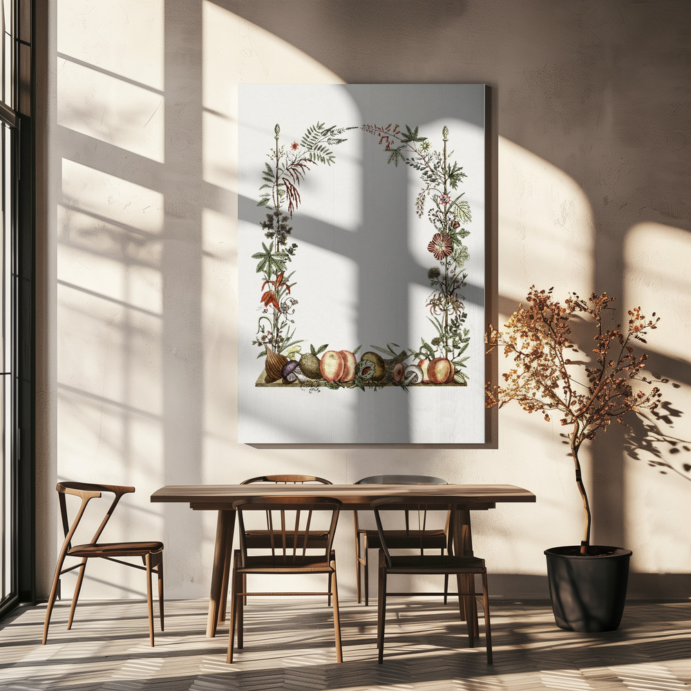 Canvas print - Hand Drawn Botanical Frame over dining table