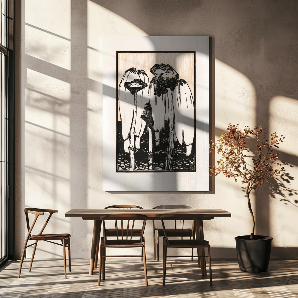 Canvas taulu - Ink Mushrooms (1915) ruokapöydän yli