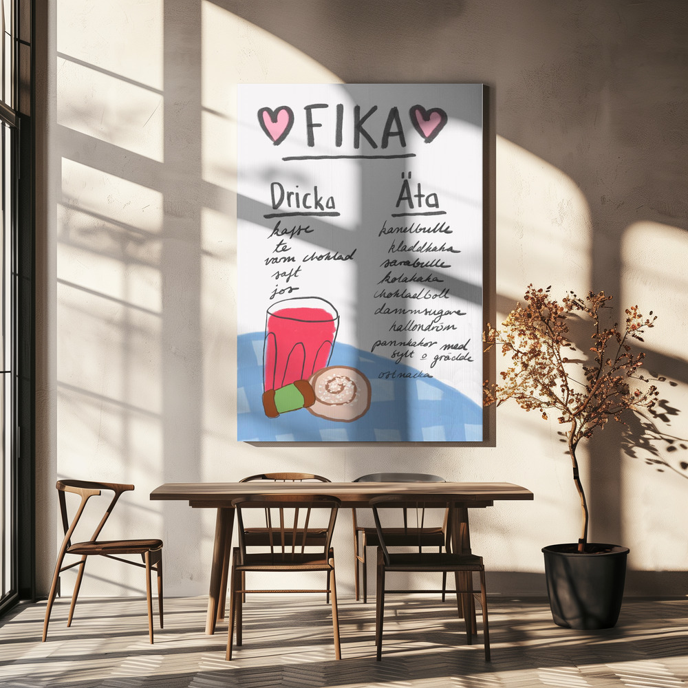 Lærred - Fika over spisebordet