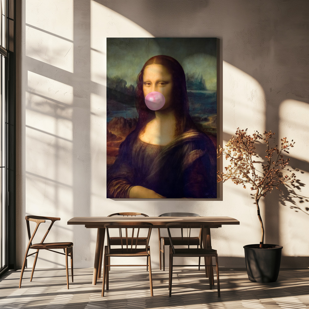 Leinwandbild - Mona Lisa Bubble Gum über dem Esstisch