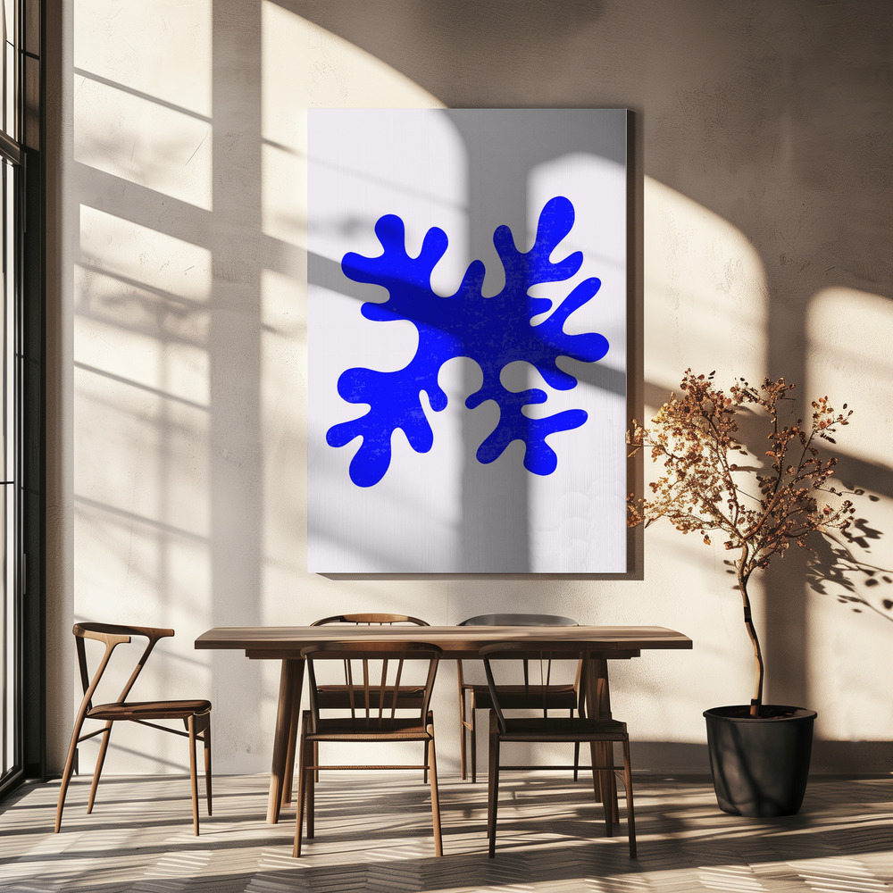 Lienzo - Abstract Blue Algae sobre la mesa del comedor
