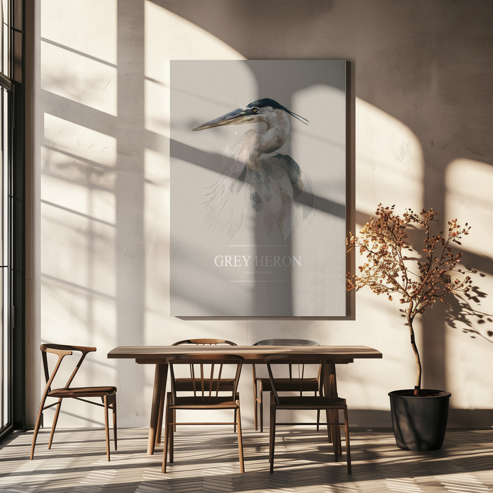 Canvas schilderi - Grey Heron boven eettafel