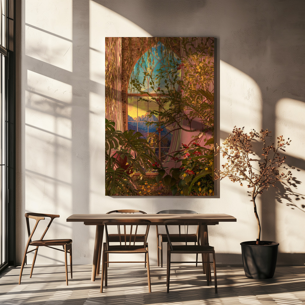 Canvas print - Window to the Enchanted Garden over dining table