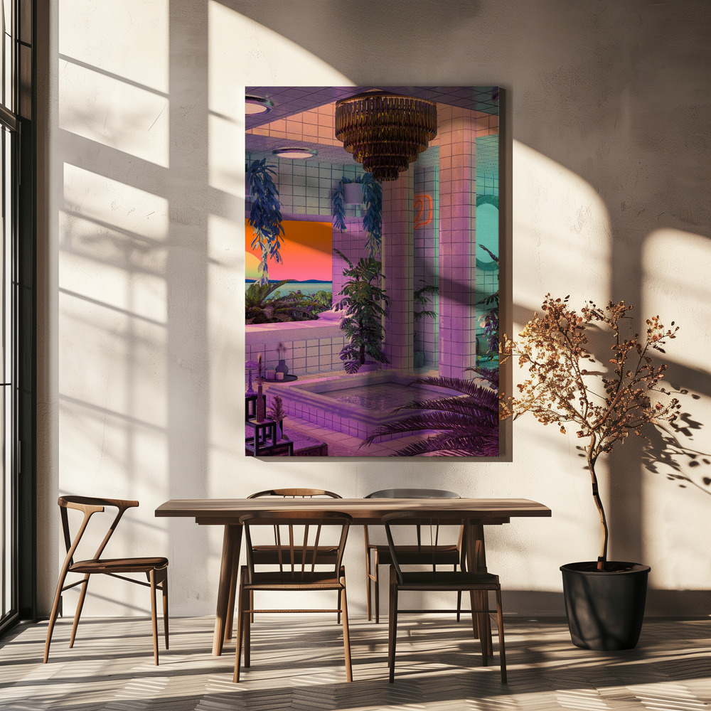 Canvas schilderi - Twilight Serenity Spa boven eettafel