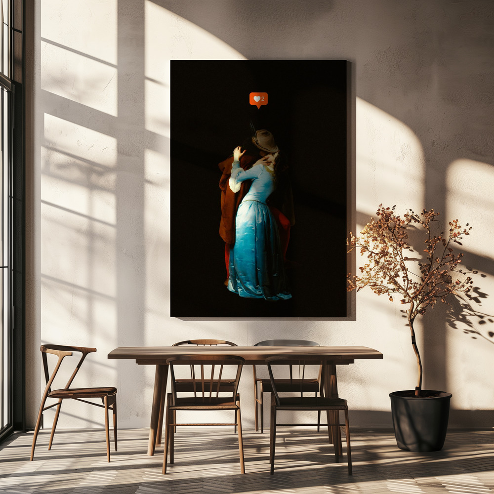 Lienzo - A Modern Kiss sobre la mesa del comedor