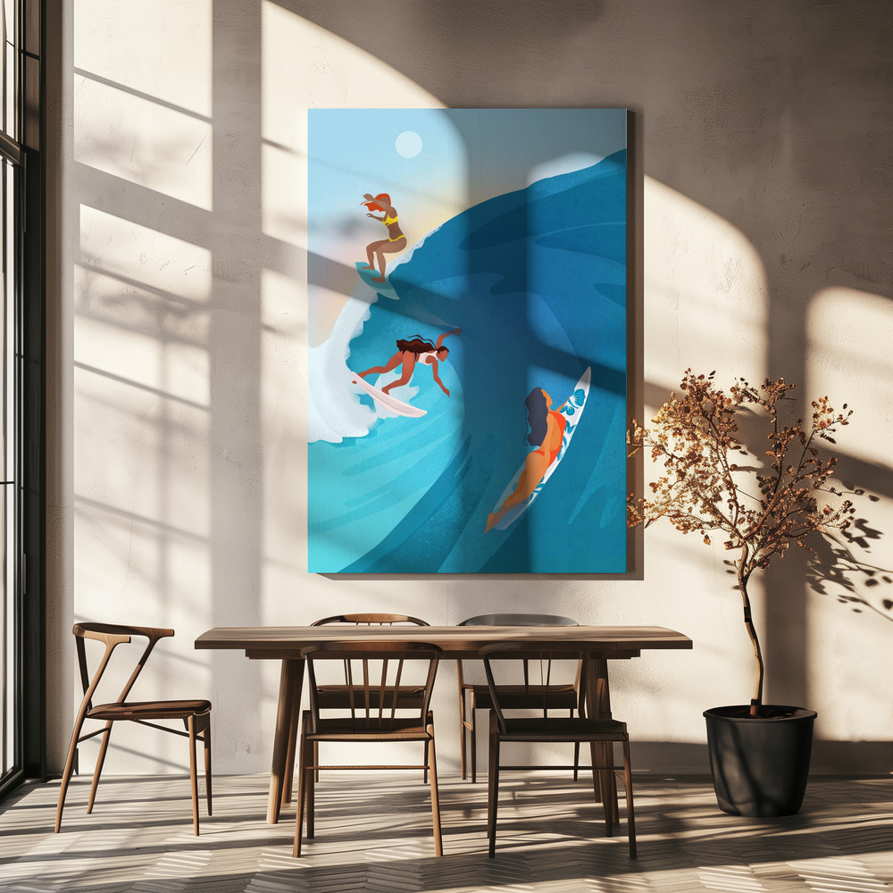 Canvas print - Surfers over dining table