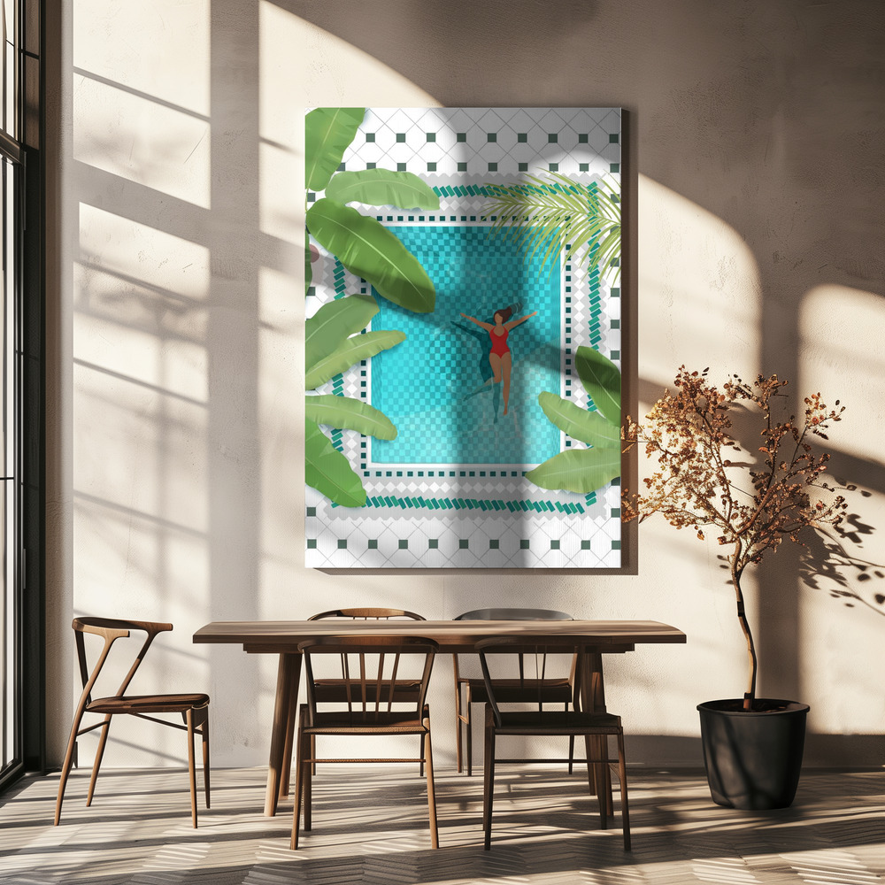 Canvas schilderi - Riad Pool boven eettafel