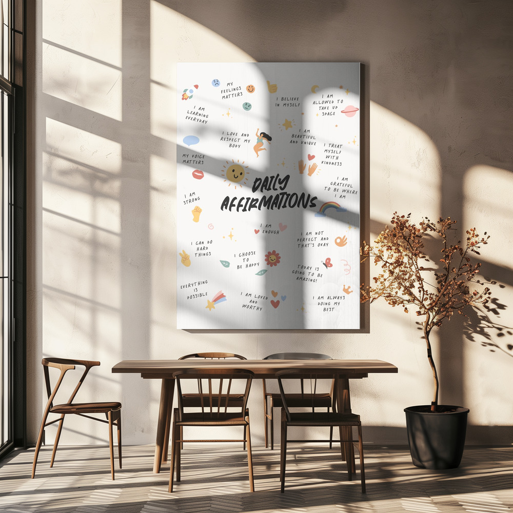 Canvas print - Daily Affirmations No2 over dining table