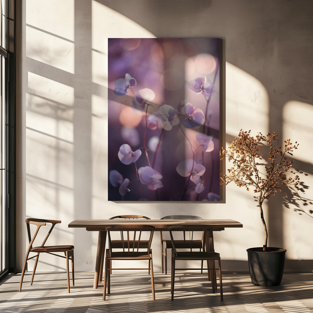 Canvas print - Tiny Aubrieta over dining table