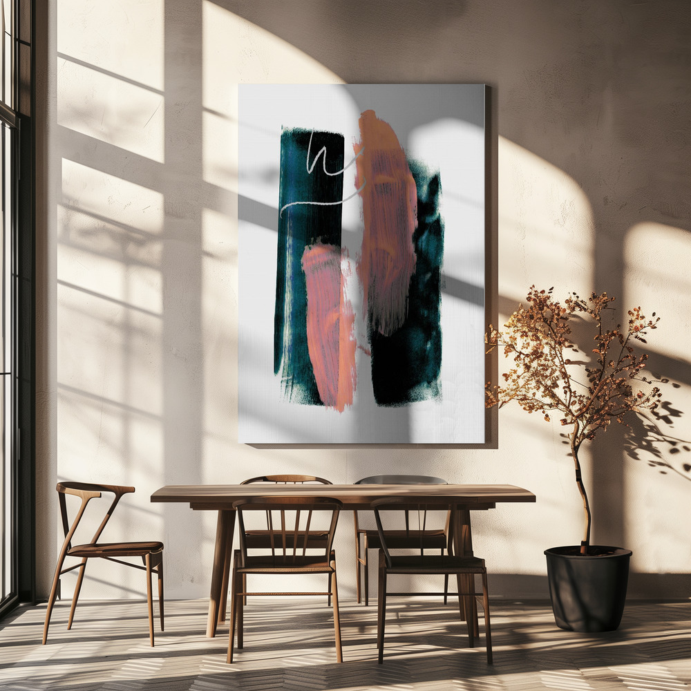 Canvas print - Abstract Brush Strokes 3x A1 over dining table