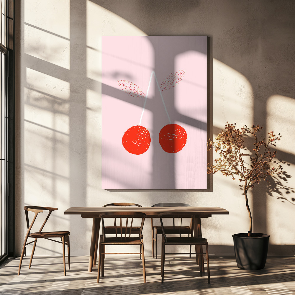 Canvas print - Cherries over dining table
