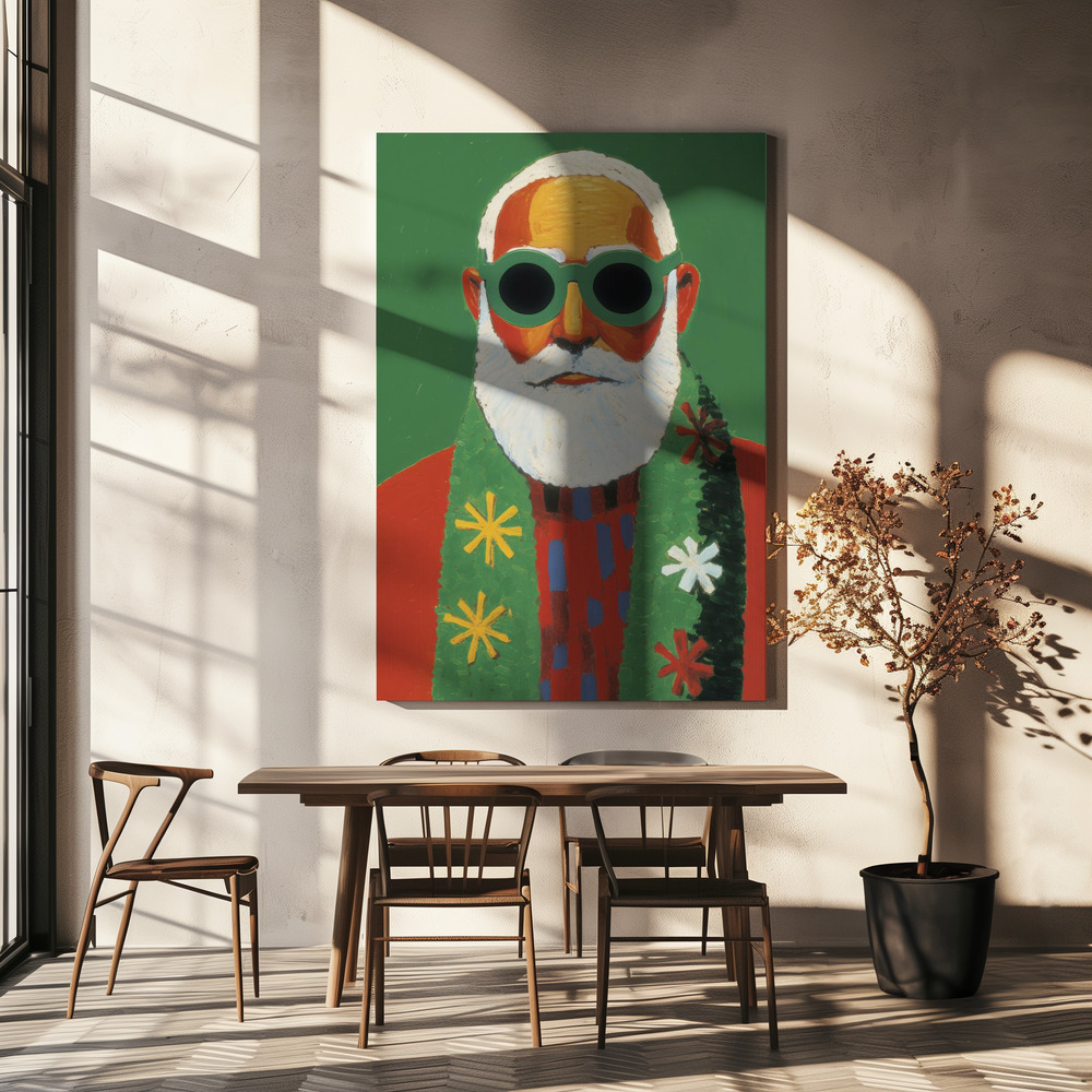 Lienzo - Holiday Santa sobre la mesa del comedor