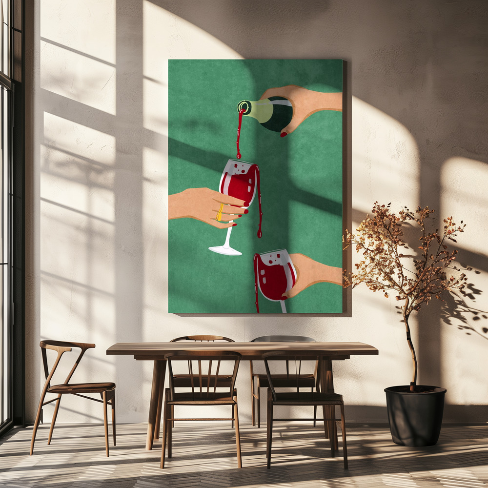 Canvas taulu - Cheers Girls ruokapöydän yli