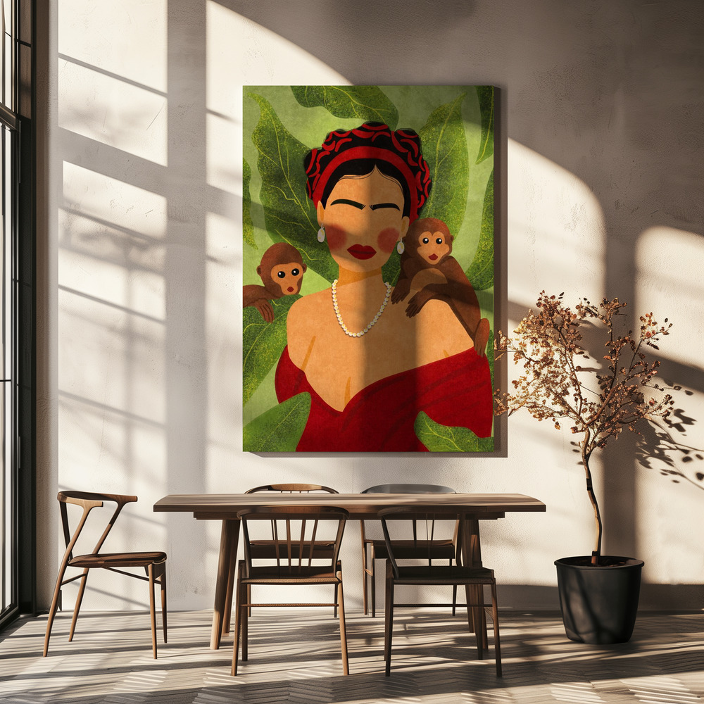 Canvas print - Frida and Monkeys over dining table