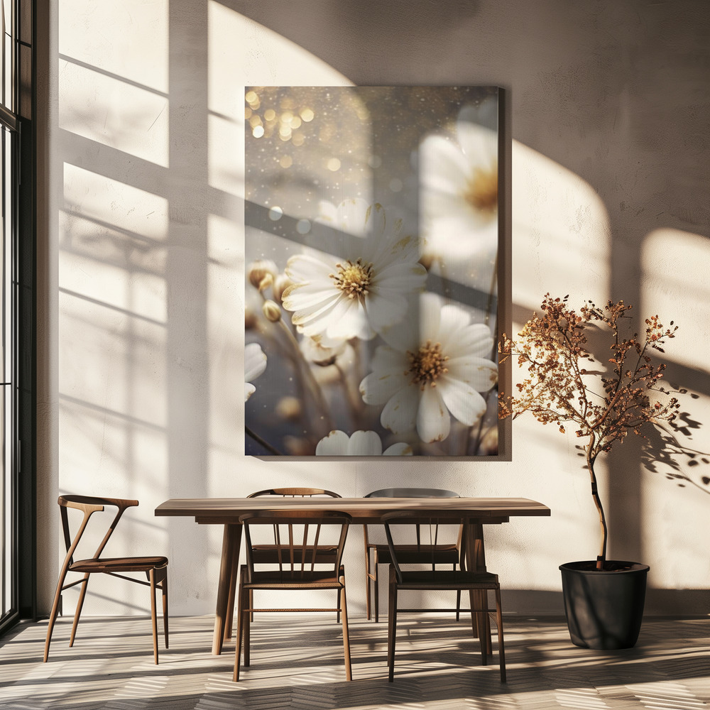 Canvas print - Pastel Flowers No 3 over dining table