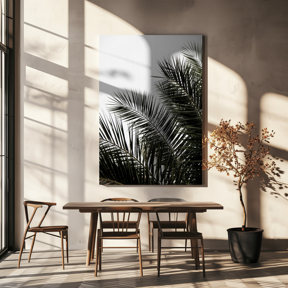 Lærred - Palm Leaves 3 over spisebordet
