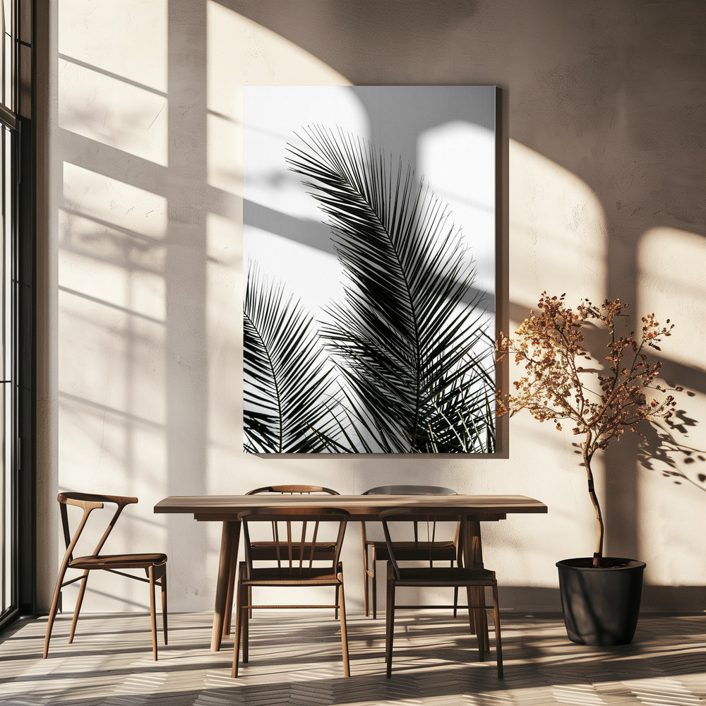 Lærred - Palm Leaves 1 over spisebordet
