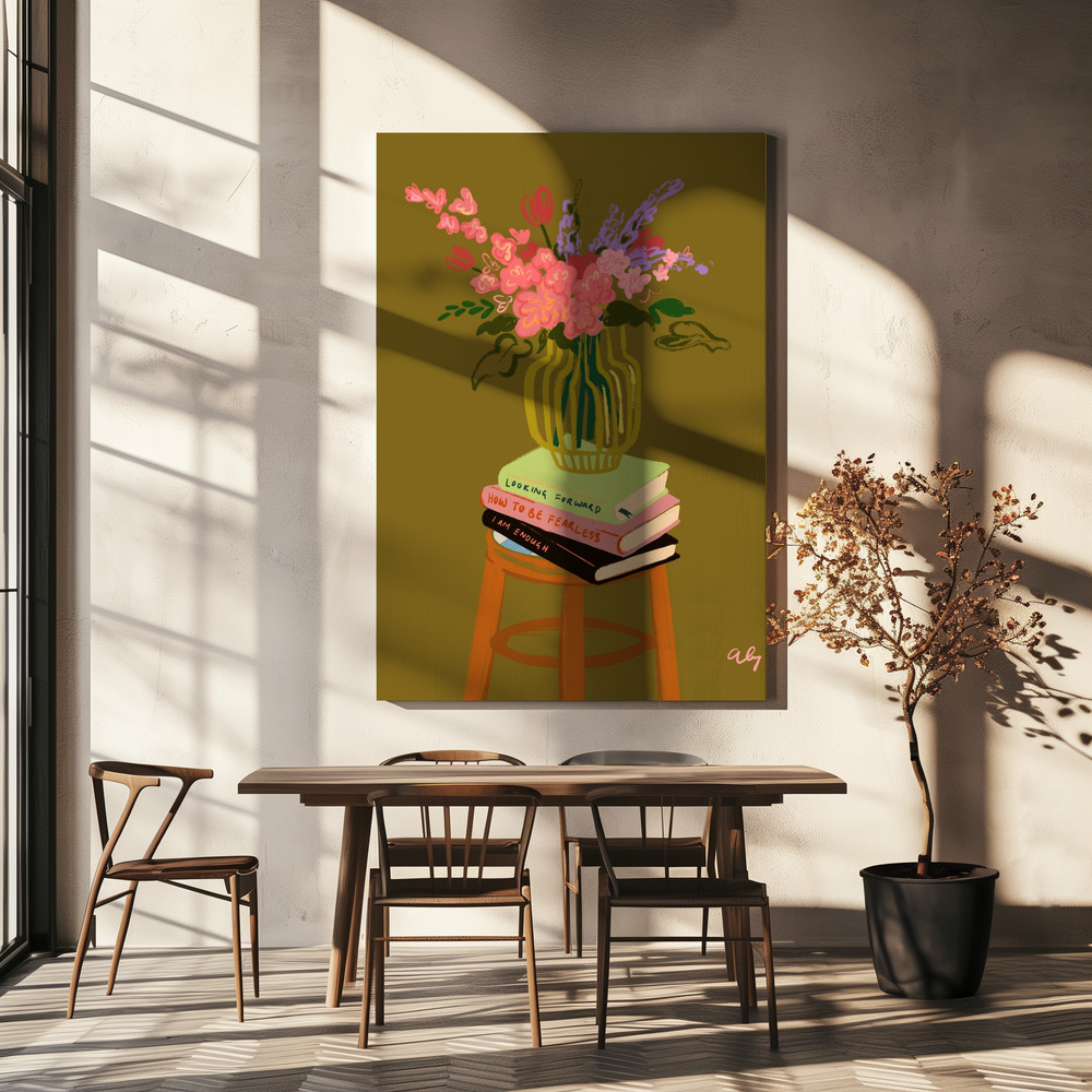 Stampe su tela - Floral Vase sopra il tavolo da pranzo
