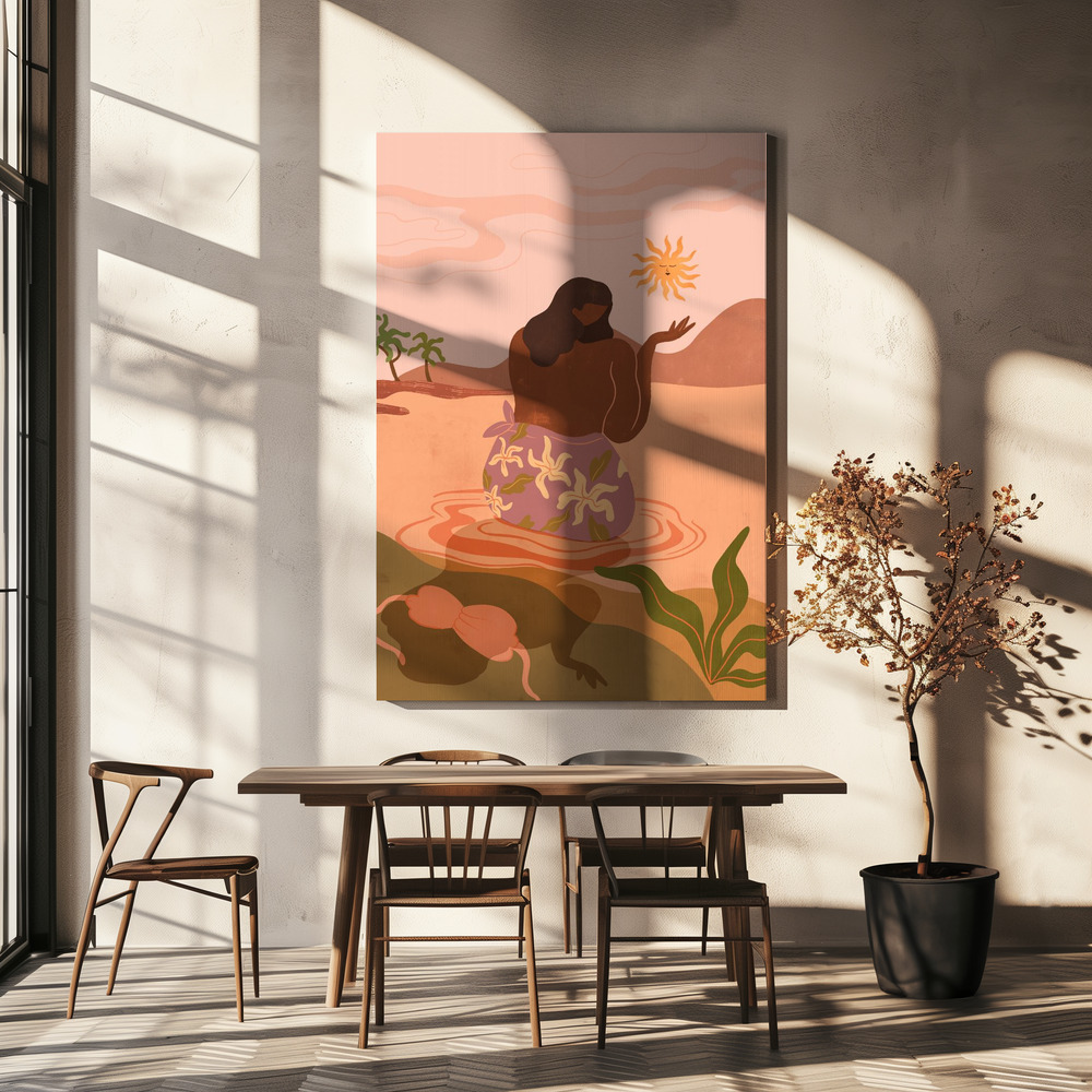 Lienzo - Sunset sobre la mesa del comedor
