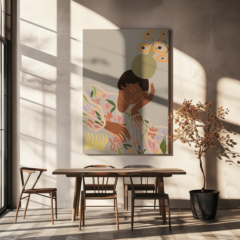 Lienzo - The Overthinker sobre la mesa del comedor