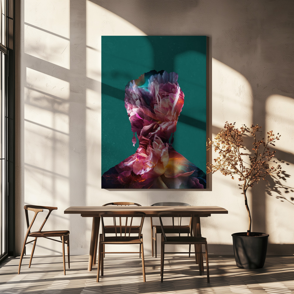 Canvas print - Frida floral silhouette portrait over dining table