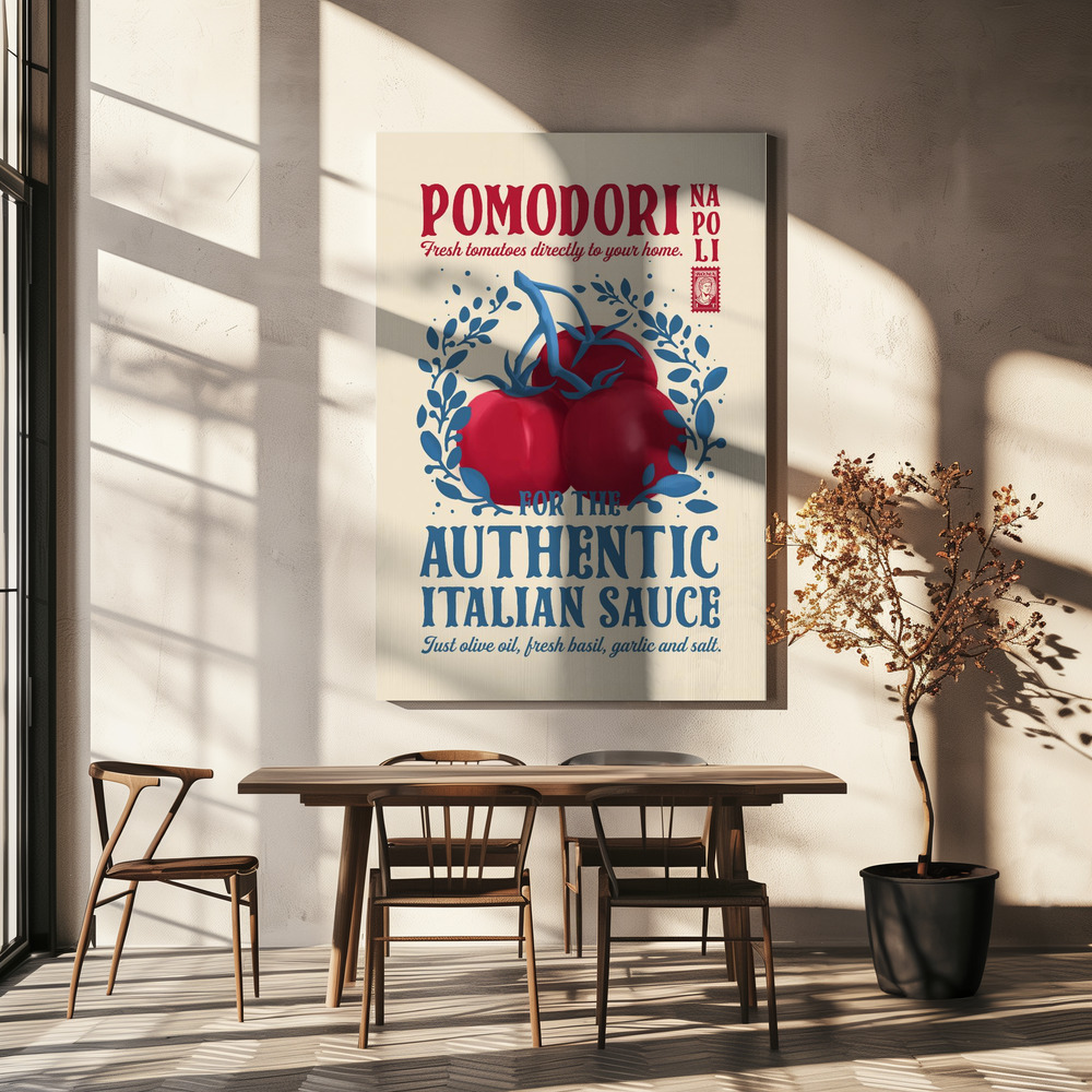 Lærred - Pomodori Kitchen print over spisebordet