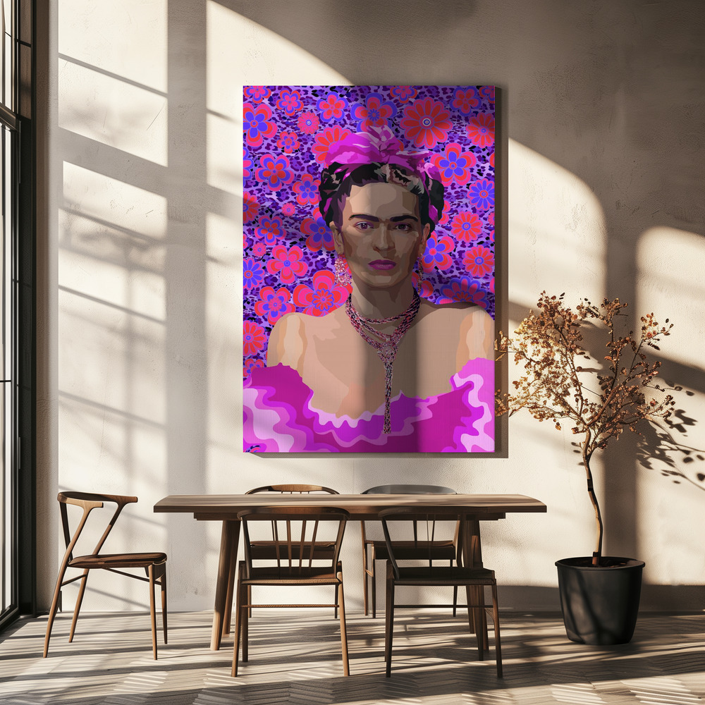Canvas print - Frida in Purple over dining table