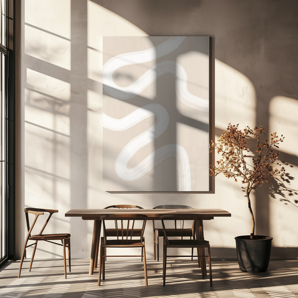 Canvas print - Beige One Line Drawing over dining table