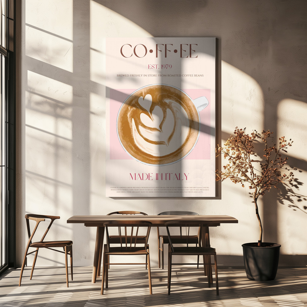 Lærred - Coffee Print over spisebordet