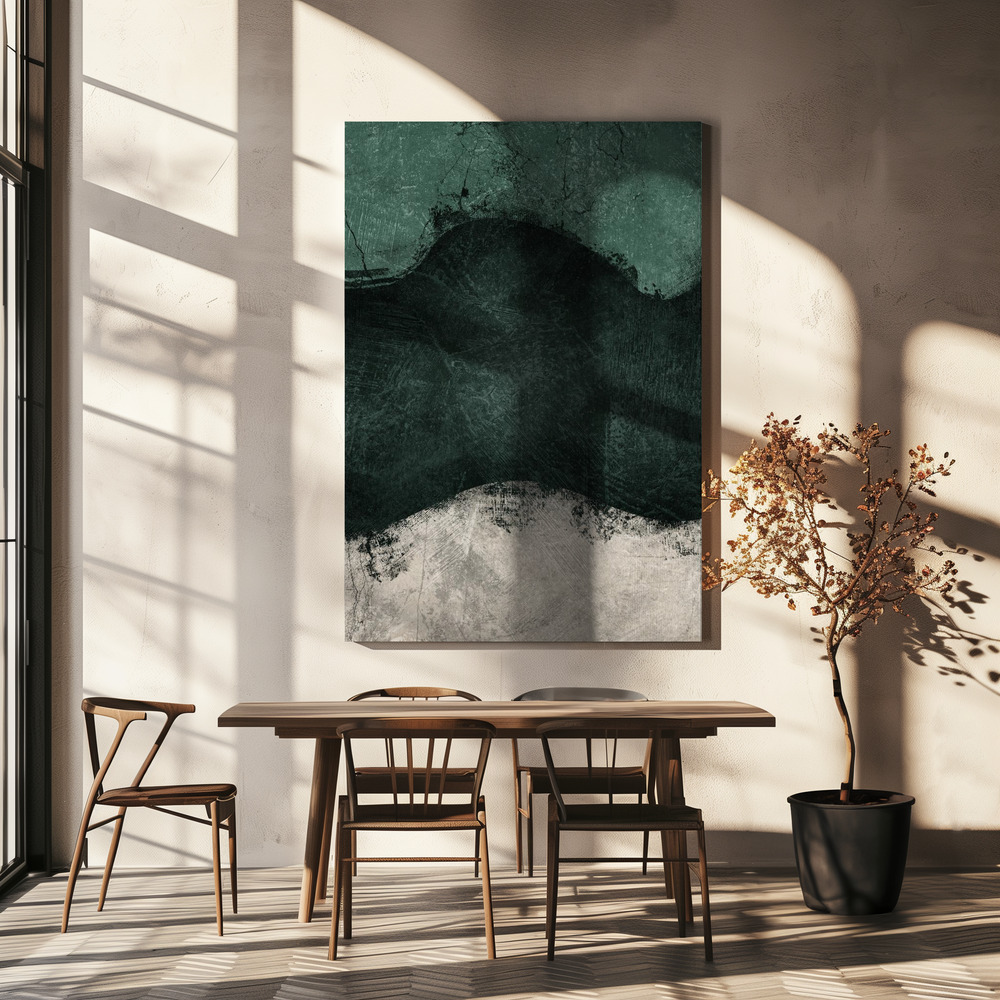 Canvas taulu - Midnight Emerald No2 ruokapöydän yli